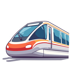 Modern Train Illustration with Orange and White Details  