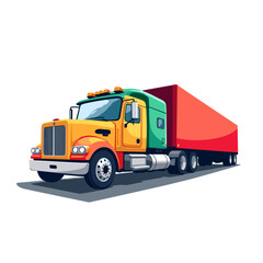 Colorful truck transporting cargo on a white background  