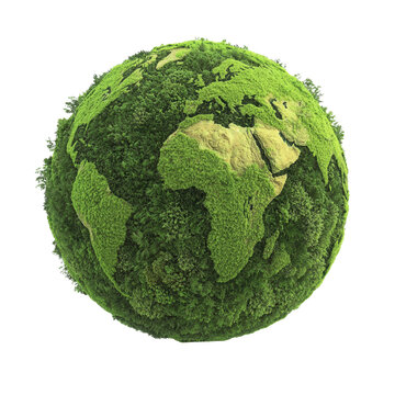 nature conservation concept. Green globe representing nature and environmental sustainability.