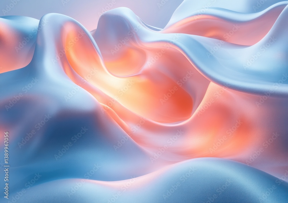 Aufkleber abstract generative design with smooth curves and metallic texture in soft pastel colors
