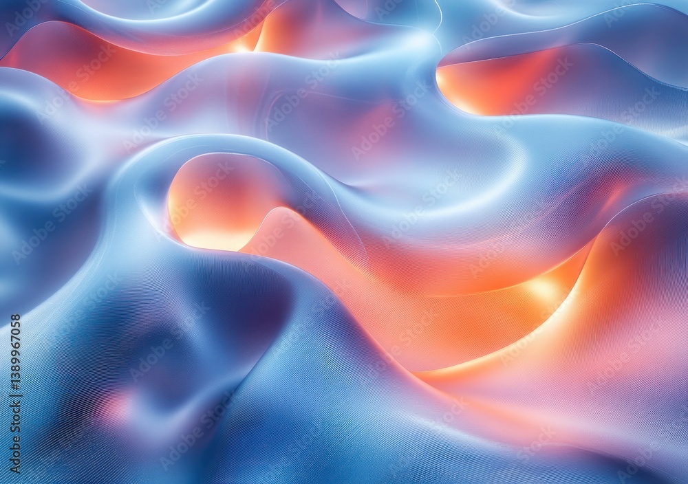 Aufkleber abstract flowing curves soft pastel gradient background with metallic texture and light refraction