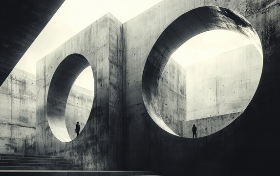 Brutalist Graphic Design Poster Minimalistic Typography Geometric Shapes Monochrome Futuristic Aesthetic