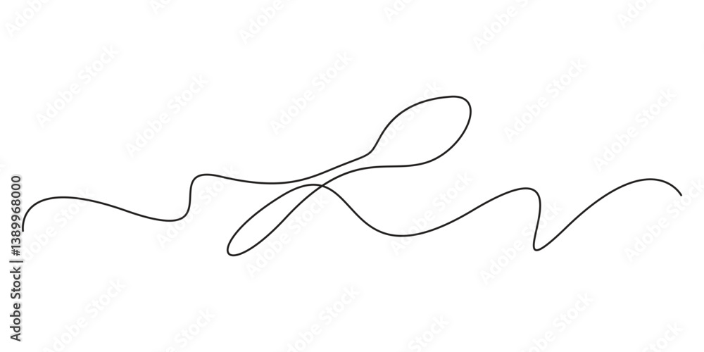 Poster spoon one line drawing. continuous single line drawing spoon. tableware concept. continuous line dra
