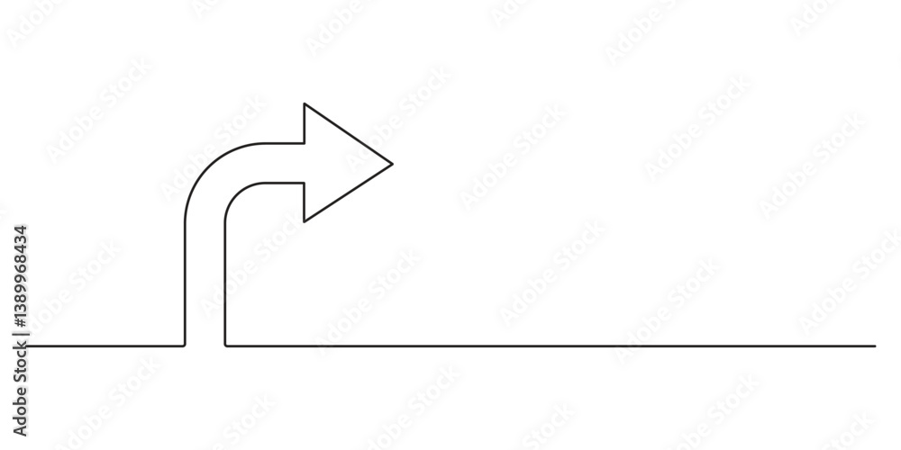 Poster arrow continuous single line drawing of isolated outline vector illustration