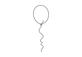 Simple line drawing of a birthday balloon party decorations. Continuous single line art concept. Graphic illustration © aminul788