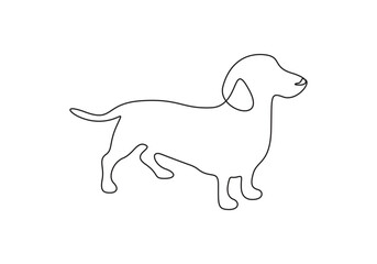 A dachshund dog continuous one line drawing. Single line art dachshund dog. Vector illustration