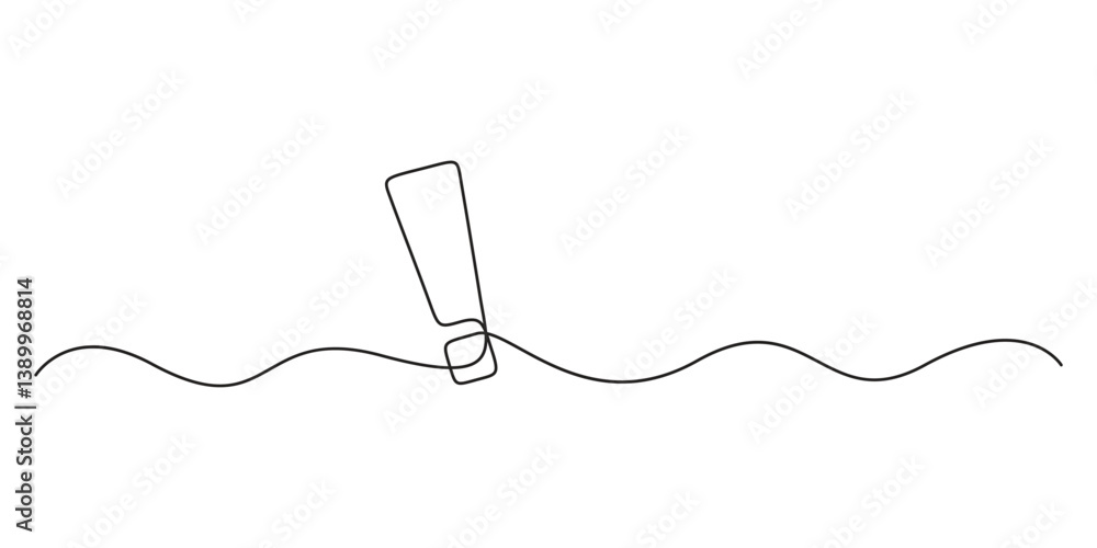 Poster continuous linear drawing of exclamation mark. one line drawing background. vector illustration. exc