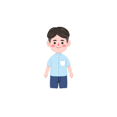 Adorable Cartoon Boy in Light Blue Shirt and Shorts