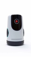High-tech home assistant robot isolated on a white background, vertical