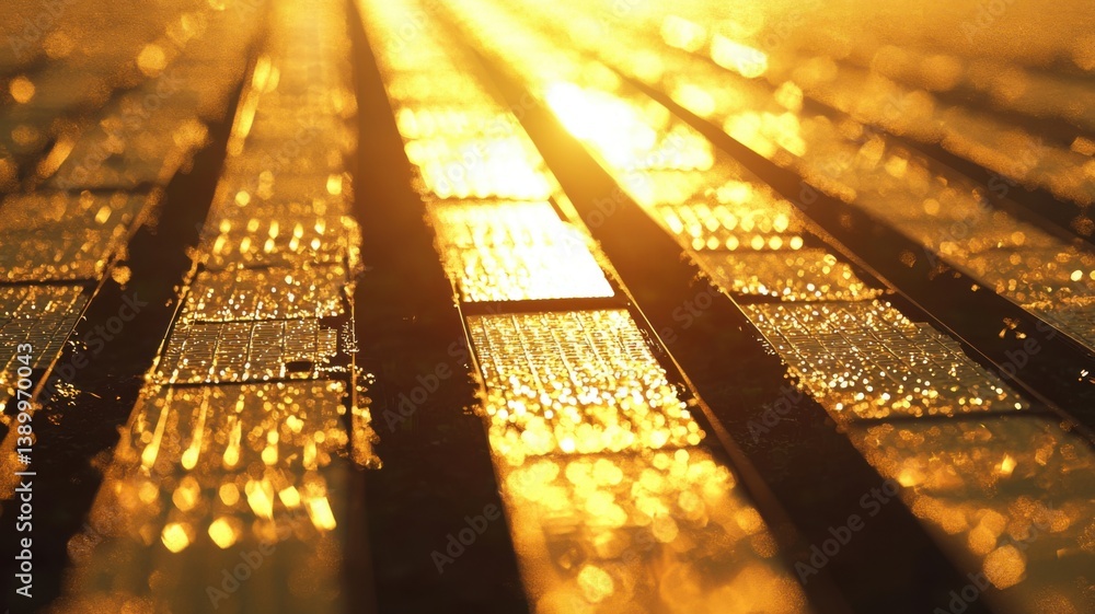 Poster a close-up view of sunlit surfaces with a shimmering texture, creating a warm, golden atmosphere, hi