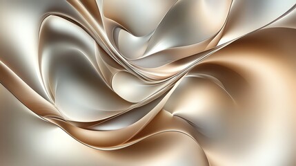 Fototapeta premium Fluidlike 3D organic shapes with a metallic gradient, surreal and artistic composition