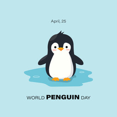 Minimalistic Vector Illustration of World Penguin Day suitable for Print or Social Media Post