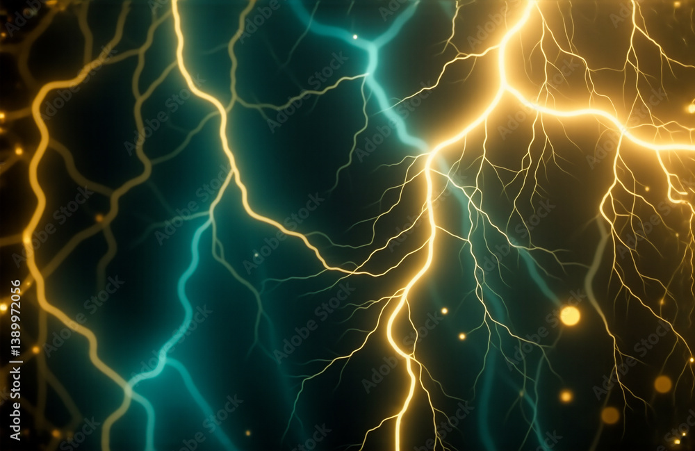 Aufkleber striking blue and yellow lightning bolts illuminate a dark backdrop, creating an abstract and energe