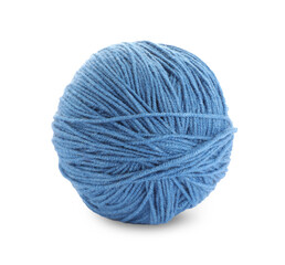 Soft light blue woolen yarn isolated on white