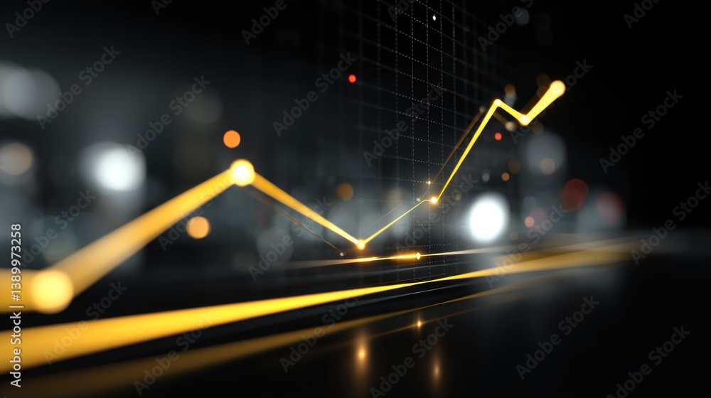 Poster market trends analysis financial sector graph visualization dark environment dynamic viewpoint data 