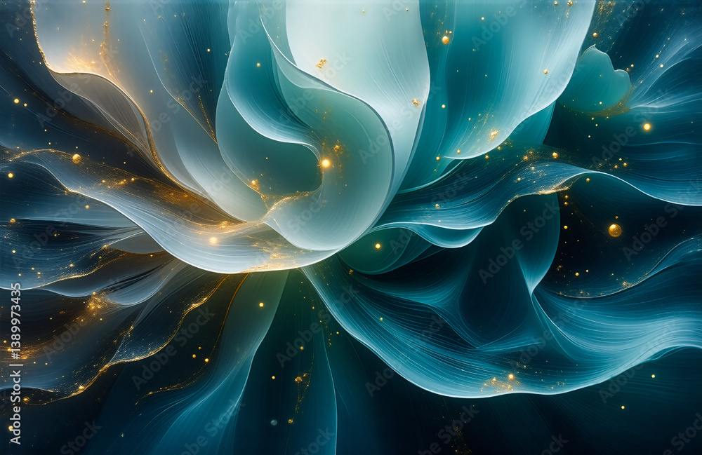 Leinwandbilder abstract flowing teal and gold design. swirling shapes create depth and movement. elegant and artist