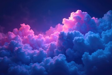 Fototapeta premium Purple glowing gas clouds in an electric blue atmosphere, moving vapors, electric blues