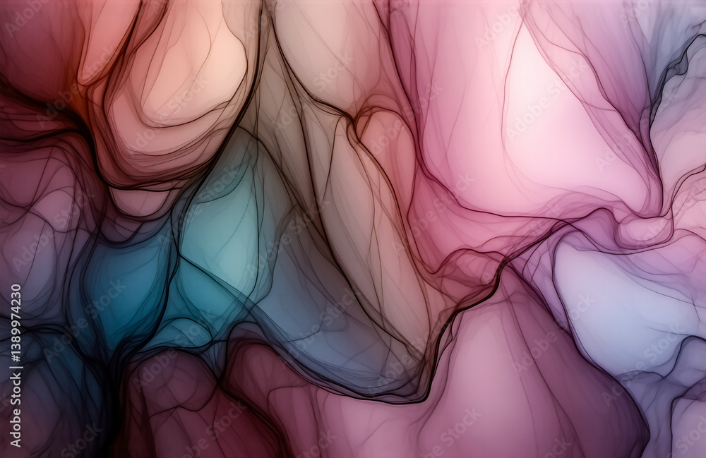 Aufkleber swirling waves of color create an abstract and dreamy backdrop. soft pink, purple, blue, and brown b