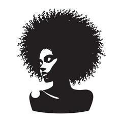 Black woman with African hair silhouette.