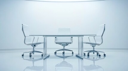 Modern office meeting room, empty chairs, futuristic design