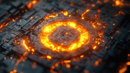 Fiery circuit center, glowing core