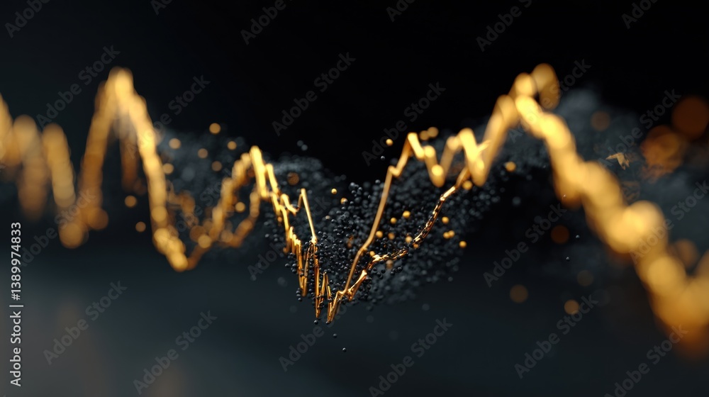 Poster dynamic financial trends visualization abstract background digital art dark environment close-up vie