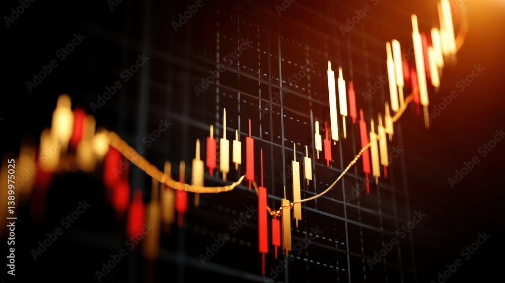 Poster market trends visualization financial analysis graphical data representation digital environment clo
