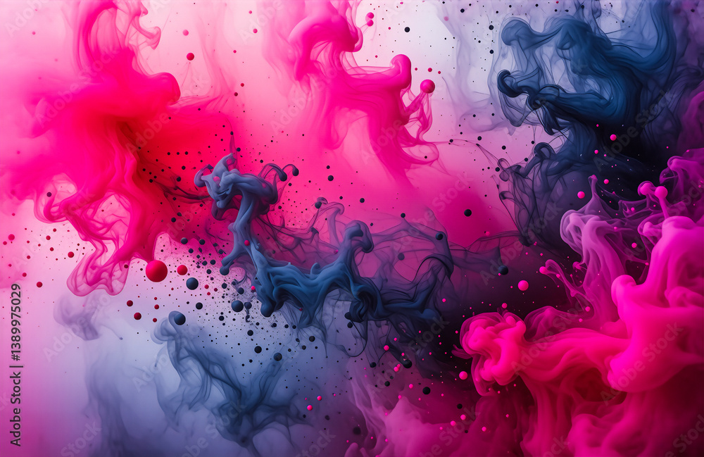 Poster abstract image of pink and blue hues blending like smoke or ink in water, creating a visually dynami