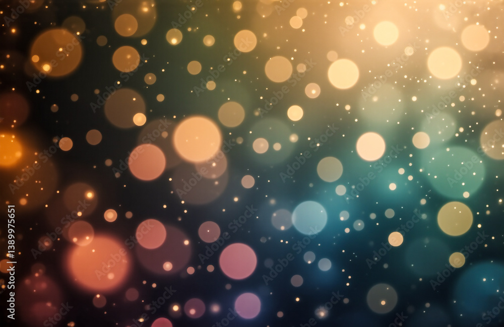 Aufkleber abstract bokeh background with defocused lights and glowing circles in orange, blue, and dark hues c