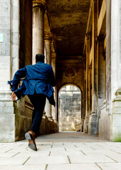 woman running on the street