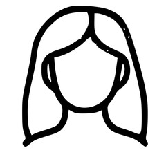 Rough Line Drawing Woman Hairstyle Head Face Portrait Icon