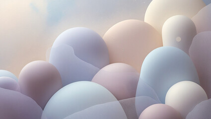 Minimalistic abstract art with soft geometric shapes and a muted color palette