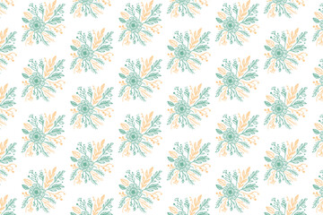 stylish continuous floral sketch pattern with foliage and stems in seamless tile for wrapping women apparel and table runners

