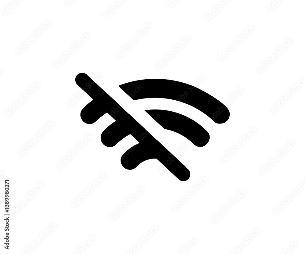 Poster no wifi signal icon. forbidden wifi use. internet service ban icon. network signal error sign illust