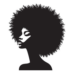 Black woman with African hair silhouette.