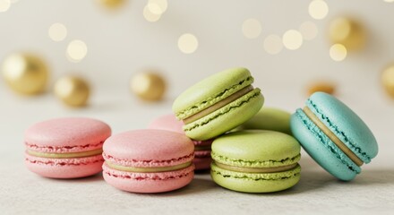 Obraz premium Delightful Pastel Macarons: A Festive Sweet Treat