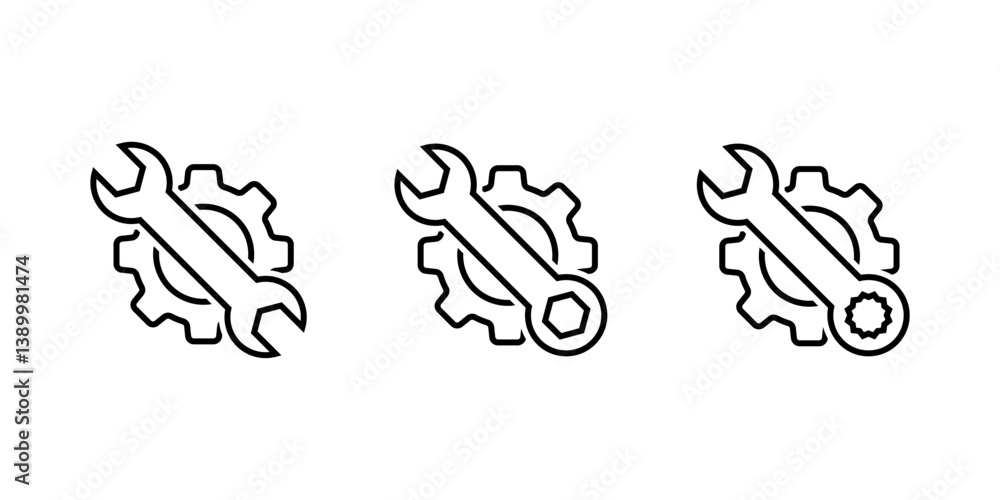 Poster tool icon vector set. maintenance icon liner style. tools and service icons set.