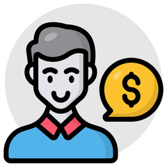 Dollar with human avatar showcasing investor icon 