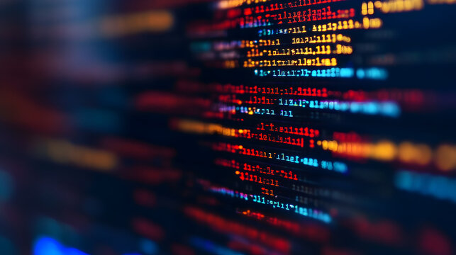 of colorful programming code on a dark screen 