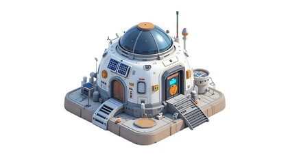 Cute 3D Space Station Outpost Icon - Fantastic Frontiers Base	