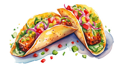 Tacos illustration on a transparent background.