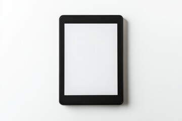 Fototapeta premium Blank black tablet screen mockup on white background minimalist design clean and modern tech product
