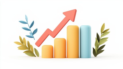Colorful Graph Illustration Representing Growth and Success in Business
