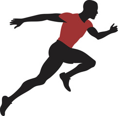 Athletic Man Running SVG – Mid-Air Jump, Dynamic Pose, Fitness Silhouette Vector