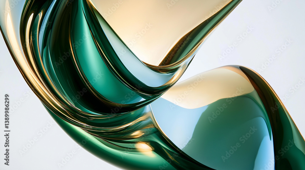 Poster Emerald and gold abstract shapes creating a dynamic composition