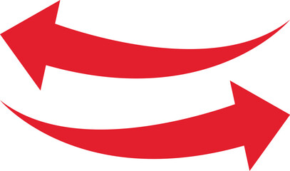 Curved Red Arrow Symbol Set, Left and Right Directional Design Element for Business Presentation, Web Navigation, or Marketing Flow Indicator