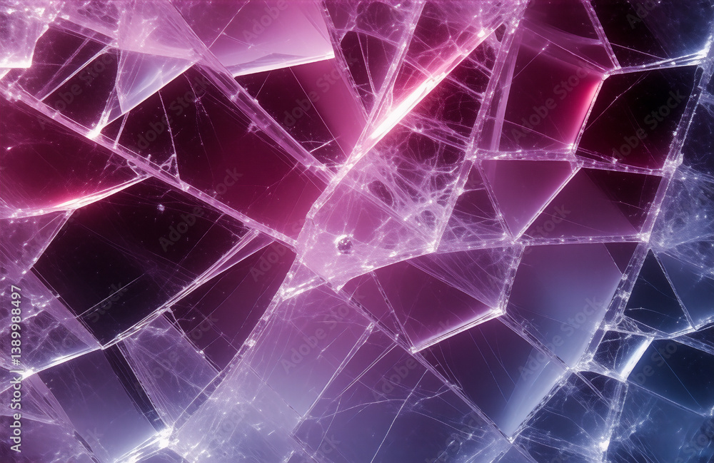 Aufkleber abstract geometric background with fractured shapes in shades of purple and pink. crystal-like fragm