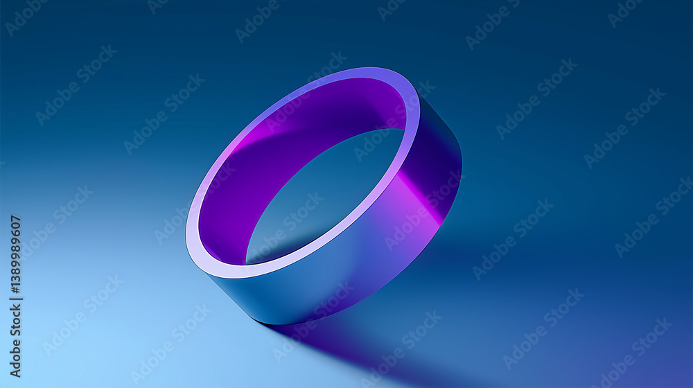 Poster purple and blue gradient torus floating on blue background