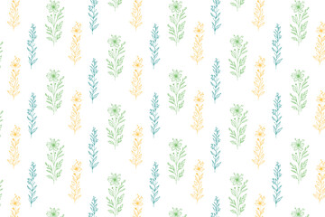 seamless botanical tile pattern with floral stems and leaf sketches ideal for women apparel fashion skirts and home textile print

