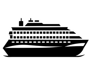 Fototapeta premium Cruise Ship Silhouette Vector & Ocean Travel Icon SVG